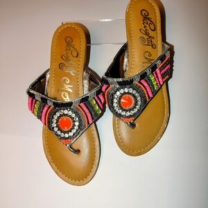 Naughty Monkey SZ 8M Electric Shine Gypsy Sequin Embellished Boho Sandals NWOT